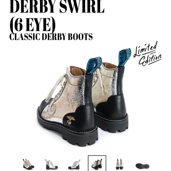 John Fluevog Limited Edition Platinum Derby Boots - Picture 2 of 16